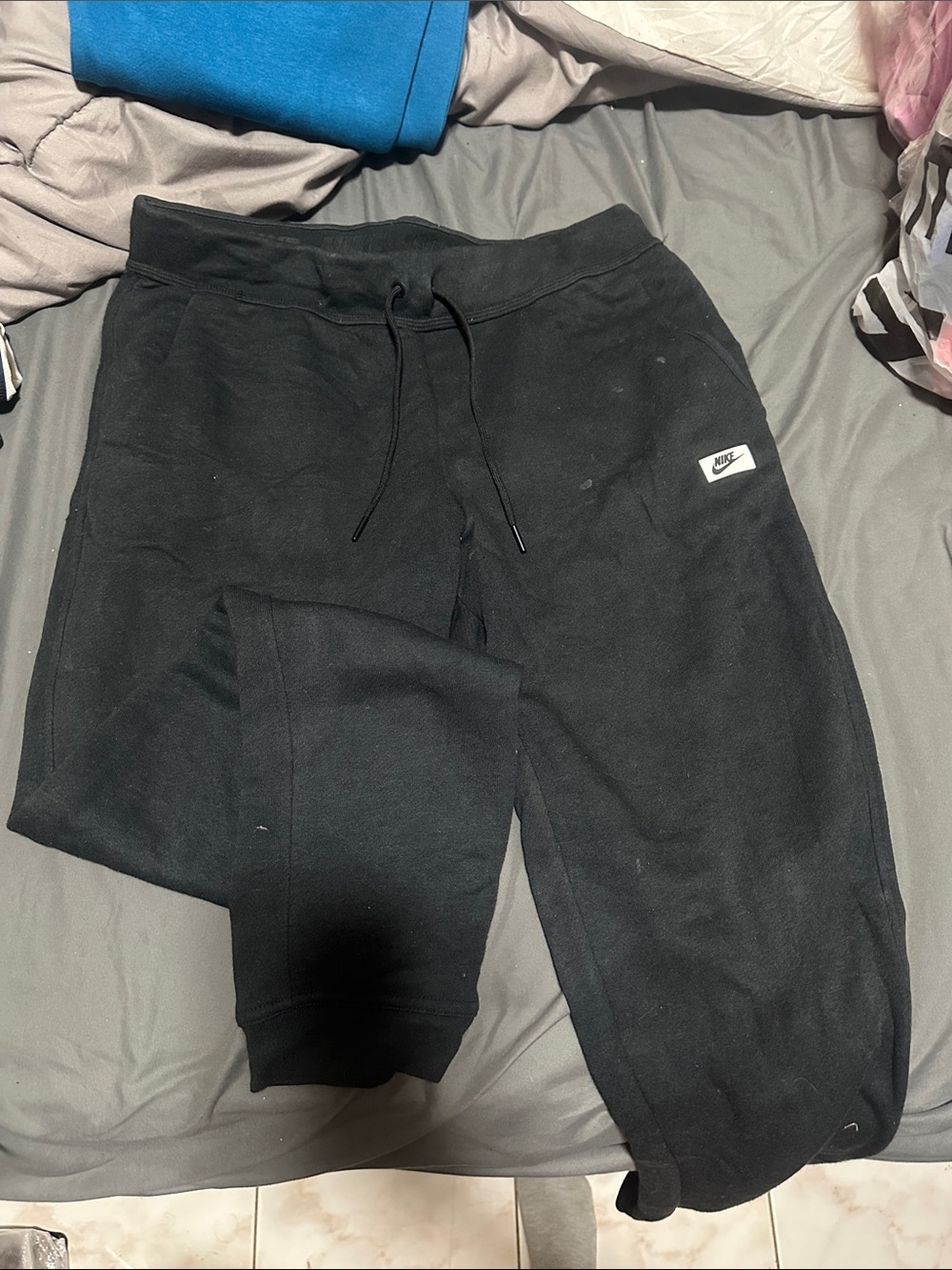 Nike Kids Black Jogger Sweatpants with White Logo Patch